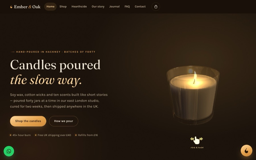 The Ember & Oak template website, designed by ARTistic AI Studios