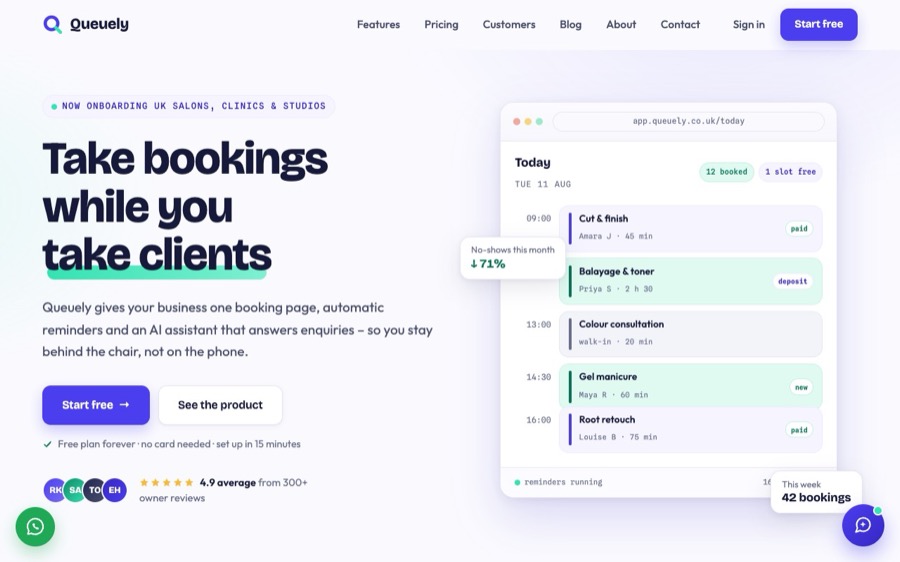 The Queuely template website, designed by ARTistic AI Studios