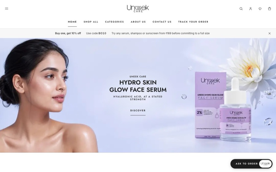 The Uneek Care website, built by ARTistic AI Studios